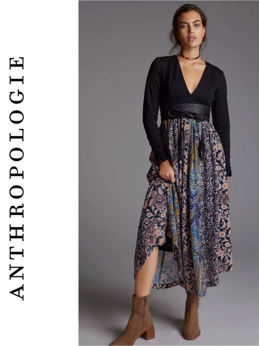 Anthropologie Abstract V-Neck Dress 14